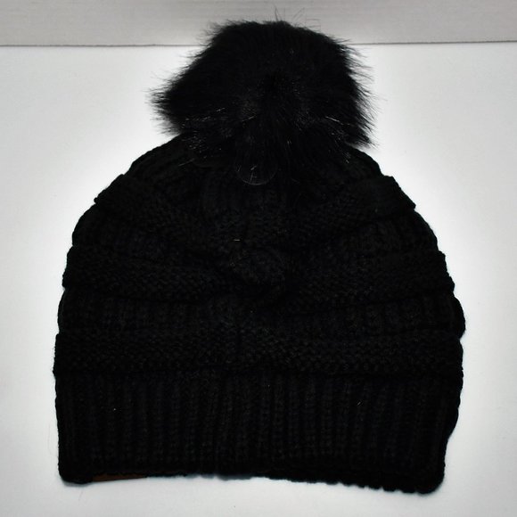C.C. BEANIES Bobble Pom Beanie in Black #YJ-64 NWT - Picture 2 of 3